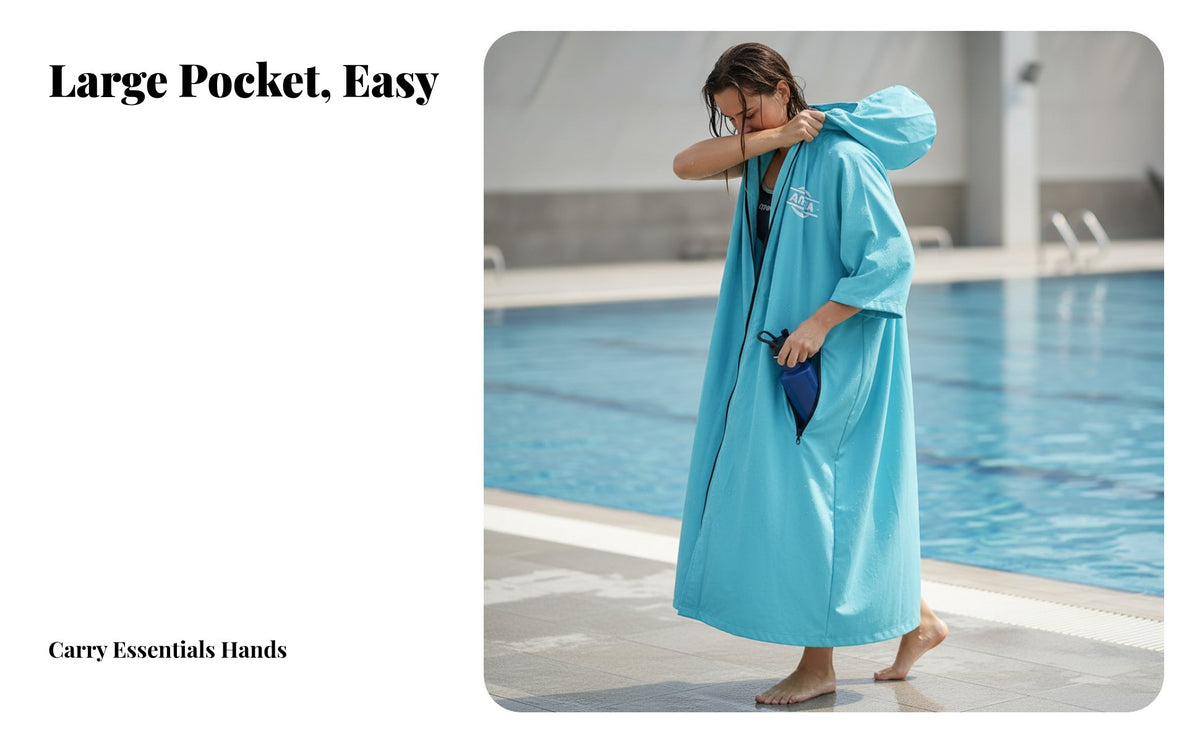 aquatic Training Quick Dry Absorbent Thickened Windproof Warm Diving Poncho, Unisex Hooded Towel Robe