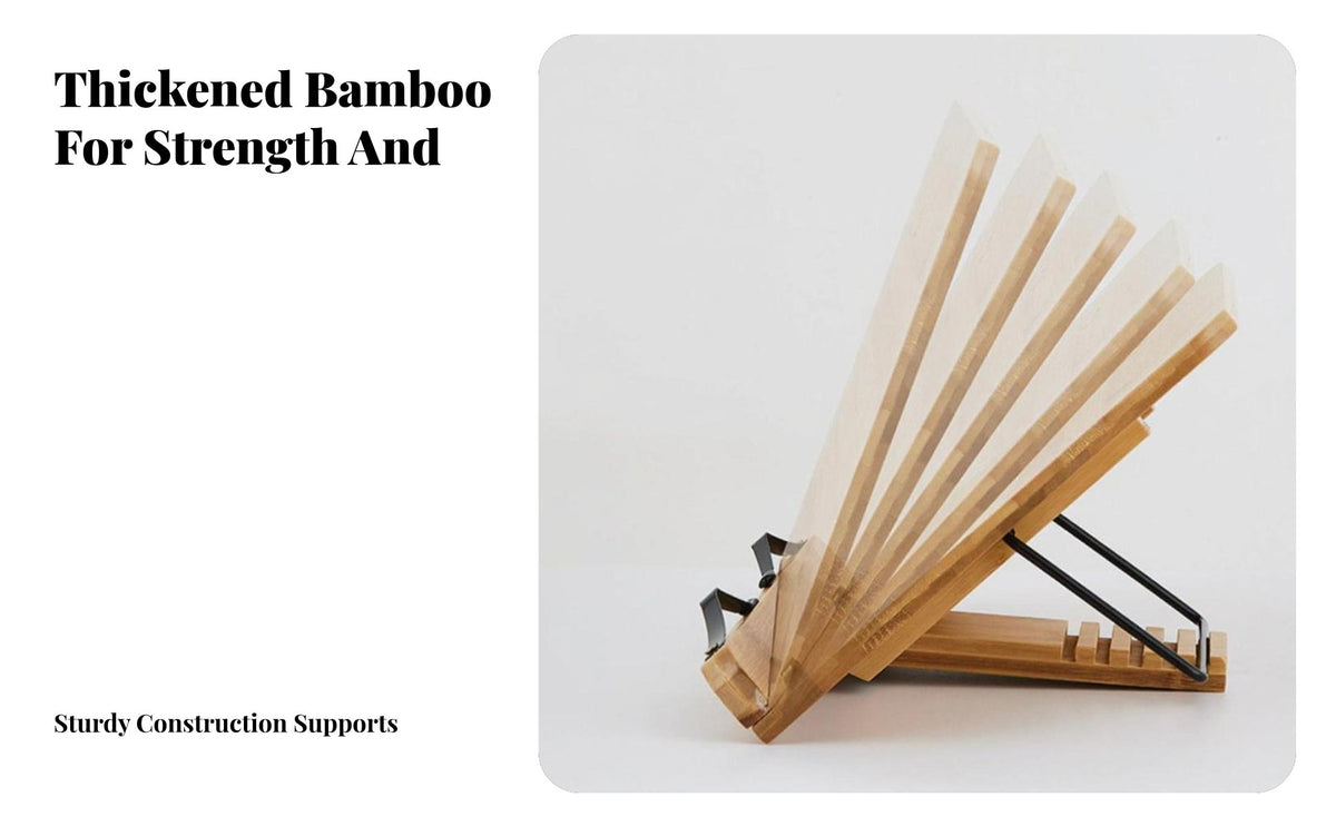Adjustable Bamboo Book Stand, Multi-Size Holder, Minimalist Home Decor