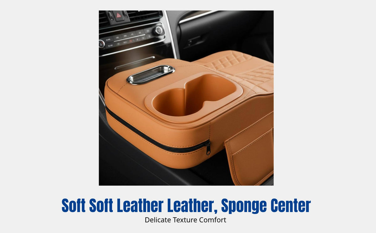 Car Armrest Box, Multifunctional Console Organizer, Tissue & Beverage Holder, Thickened Storage Pad