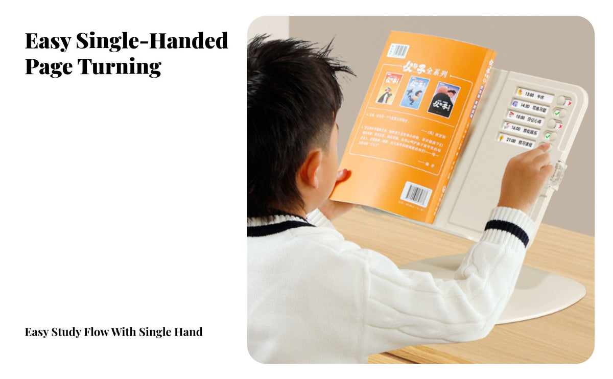 Multi-Functional 2-in-1 Book Stand for Kids, Adjustable Book Rack, Discipline Study Schedule Chart