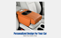 Car Armrest Pad, Four-in-One Multifunctional Leather Drink Holder, Tissue Box, Universal Interior Heightened Organizer