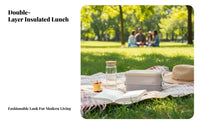 Ins Style Bento Box, 304 Stainless Steel, Double-Tier, Compartment, Thermal Lunch Box, For Students & Adults
