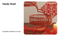 Heart-Shaped Red Fruit Tray, Wedding Candy Dish, Metal Decorative Plate for Living Room
