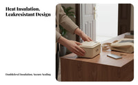 Food-grade stainless steel bento box, leakproof, microwave-safe lunch container.