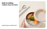 24-Hour Insulated Bento Box, Stainless Steel Lunch Container, Portable Food Container for School, Office, Foldable Utensils