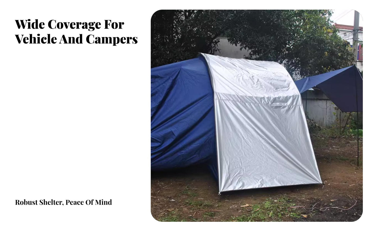 Silver Coated Rain Cover, PU4000 Waterproof Car Tail Tent, Outdoor Camping, Electric Vehicle, Family Use
