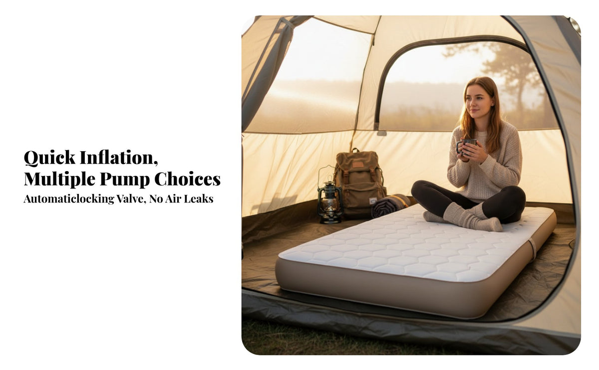 Inflatable Mattress, TPU20 Outdoor Air Bed, Automatic Inflation, Adjustable Firmness, Camping, Floor Sleeping