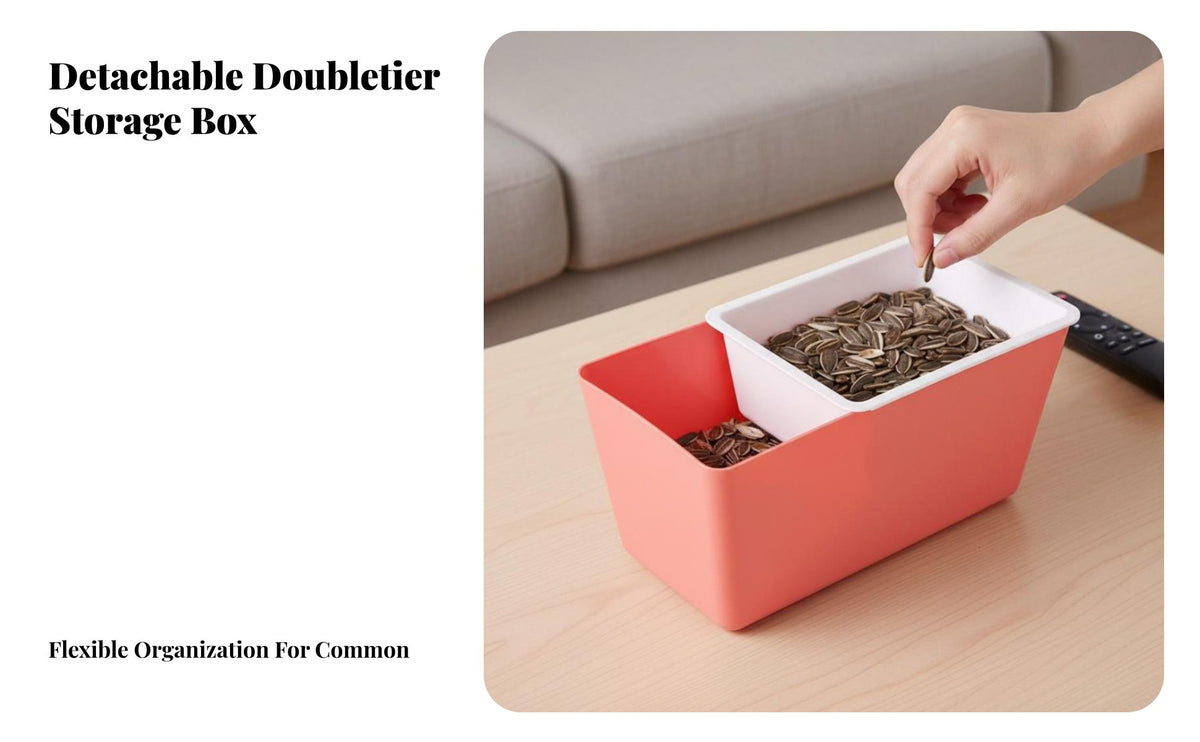 Double-Tier Square Draining Basket, Snack Organizer, Easy to Clean Nut Box