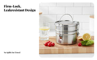 304 Stainless Steel Round Lunch Box, Multicompartment, Leakproof, Portable, Outdoor Use