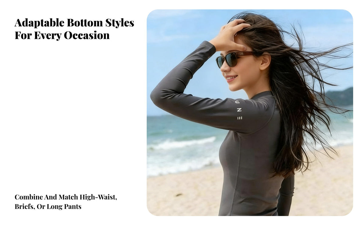 Two-Piece Rash Guard Swimsuit, Women's Long Sleeve wave Suit, UPF 50+ Sun Protection, Quick Dry, Beach & Snorkeling