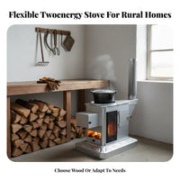 Indoor Wood Stove for Heating & Cooking, Durable Steel, Rural Home Use