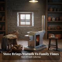 Indoor Wood Stove for Heating & Cooking, Durable Steel, Rural Home Use