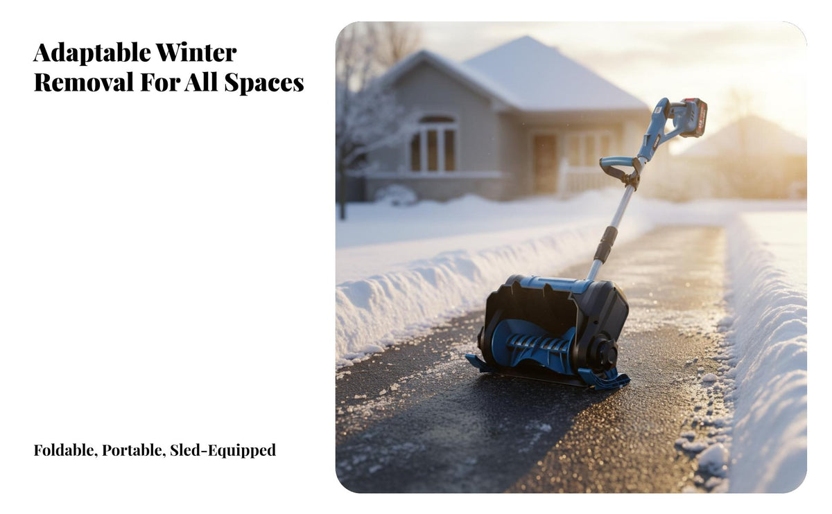 Electric winter maintenance equipment, Hand-Push ice Sweeper, Cordless Brushless, 21V Stainless Steel Adjustable Direction, for Home, School, driveway, Property, Courtyard