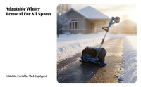 Electric winter maintenance equipment, Hand-Push ice Sweeper, Cordless Brushless, 21V Stainless Steel Adjustable Direction, for Home, School, driveway, Property, Courtyard