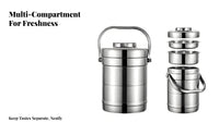 Vacuum Insulated Lunch Box, 304 Stainless Steel, Separated Compartments, Portable Handle, Modern Design, Office, Traveler