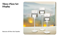 Glass Candle Holder Set, Transparent, Gift Box, European Table Decor, Candle Holder