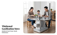 Indoor Heating Table, Stainless Steel Round Table, Smokeless Gasification Stove, Home Wood-Fired Dining, Rural Integrated Design