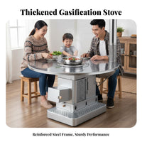 Indoor Heating Table, Stainless Steel Round Table, Smokeless Gasification Stove, Home Wood-Fired Dining, Rural Integrated Design