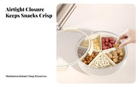 Minimalist Sealed Snack Tray, Rotatable Compartment Fruit Box, Clasp Closure, Multi-Functional Organizer