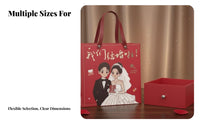 Wedding Candy Box, Drawer Gift Box, Handheld Favor Box, Elegant Red, Cartoon Couple Design, Chinese Style, Party Supplies