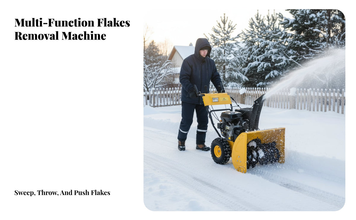 80cm small Walk-Behind winter Sweeper, Multi-Function winter Removal Machine, Gas-Powered, Home Property driveway Use
