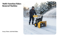 80cm small Walk-Behind winter Sweeper, Multi-Function winter Removal Machine, Gas-Powered, Home Property driveway Use