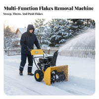 80cm small Walk-Behind winter Sweeper, Multi-Function winter Removal Machine, Gas-Powered, Home Property driveway Use