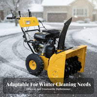 80cm small Walk-Behind winter Sweeper, Multi-Function winter Removal Machine, Gas-Powered, Home Property driveway Use