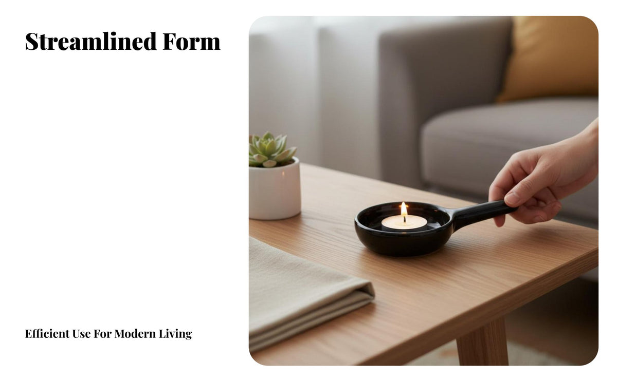 Ceramic Candle Holder, Non-Scalding Tray, Minimalist Black Cream, Home Decor