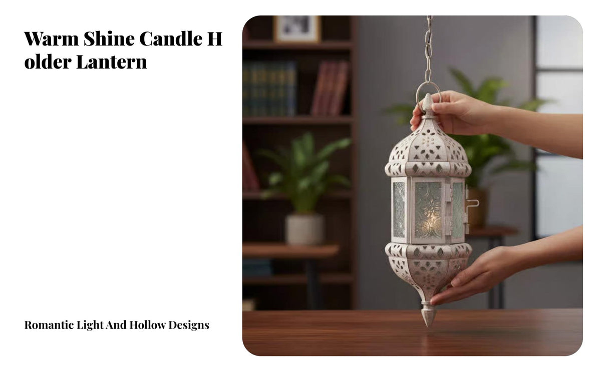 Vintage Iron Hanging Candle Holder, Moroccan Glass Lantern, European Style Wind Light for Wedding, Hotel