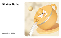 Cartoon Instant Pasta Bowl, 304 Stainless Steel Lunch Box with Lid, Portable Bento Box for Students, Round Food Container
