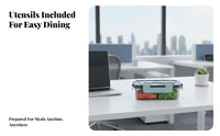 Portable Compartment Lunch Box with Lid, Bento Box for Students and Office Workers, Food Grade, Includes Tableware