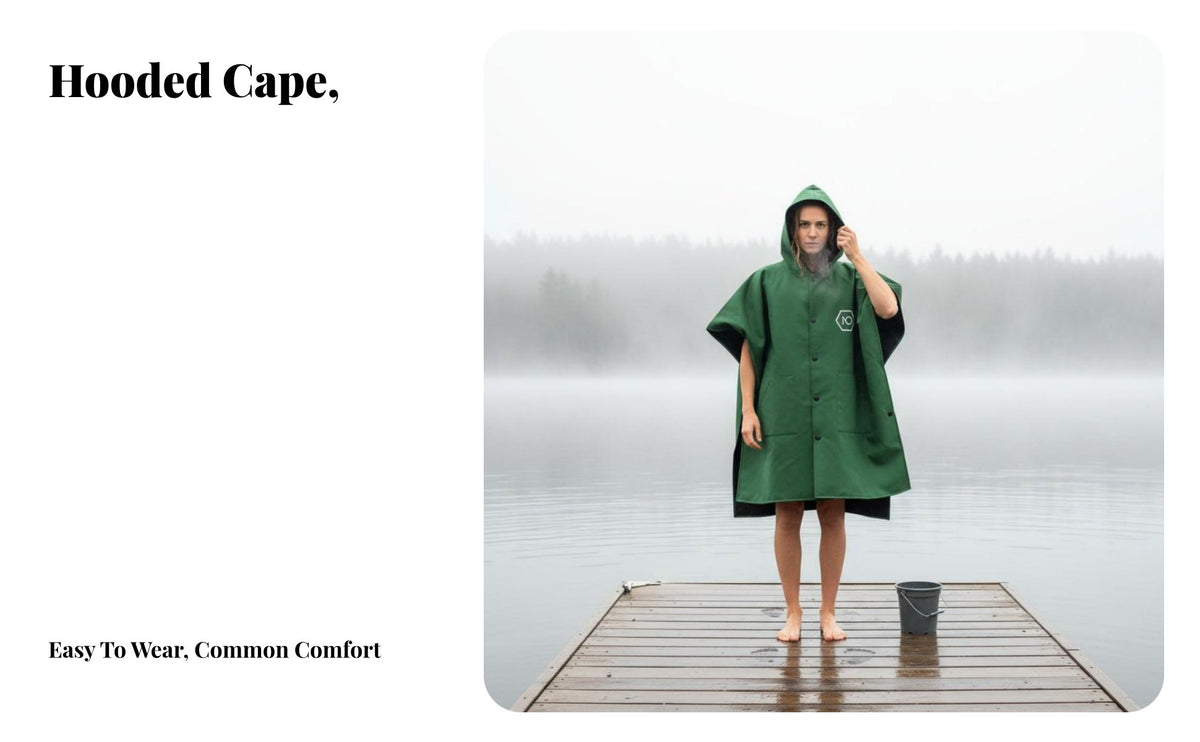 Swimming Towel Robe, Winter Warm Hooded Cape, Thickened Fleece Bath Poncho, Windproof, Unisex
