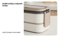 Plastic Bento Box, Double Compartment, Microwave Safe, Portable for School & Office