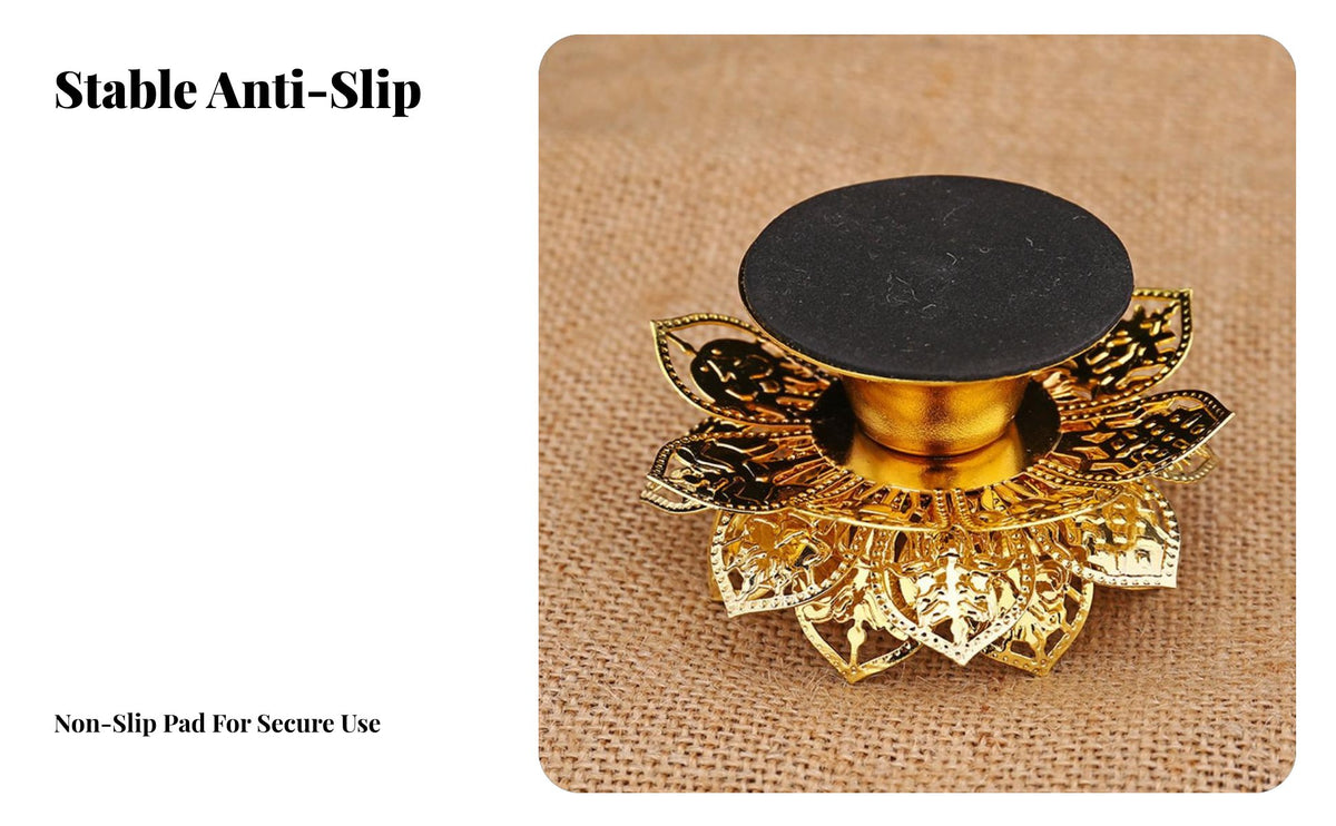 Butter Lamp Holder, Alloy Lotus Candle Stand, Wedding, Buddhist Supplies, Gold Tone