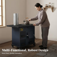 Cast Iron Gasification Heater, Smokeless Wood Stove, Indoor Heating, Rural Home, Movable Cooking Station