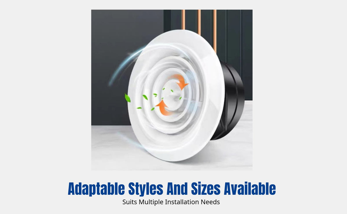 Round Air Vent Cover, Indoor Duct Outlet, Adjustable Exhaust Inlet, Cream