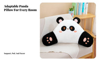 Panda Plush Waist Pillow, Faux Sheepskin Sofa Cushion, Black and Cream Cartoon Decor for Bedroom, Living Room