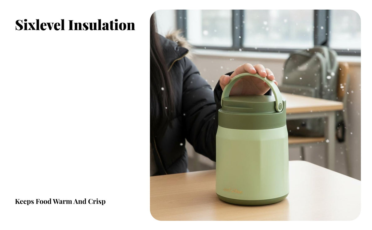 Winter Vacuum Insulated Food Container, 304 Stainless Steel Lunch Box, Large Capacity Multicompartment Bento for Students, Adults