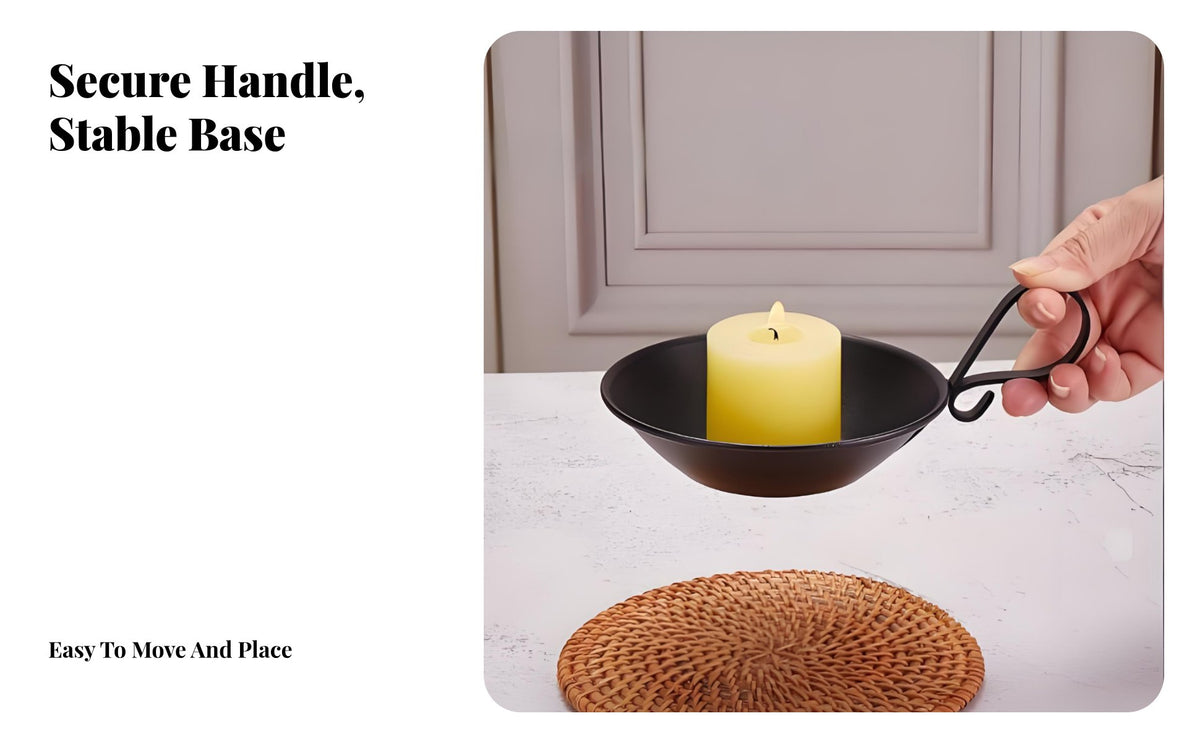 Black Matte Candle Holder with Handle, Minimalist continental design, Banquet Table Decor, Iron Material