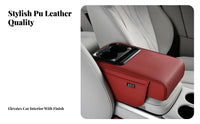 Car Armrest Box, Central Armrest Pad, Storage Organizer, Cup Holder, PU Leather, Universal, Random Pattern