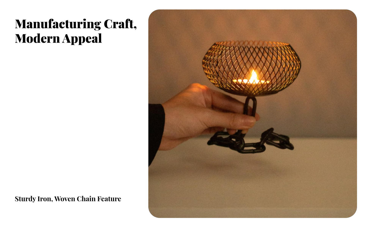 Nordic Iron Lantern Candle Holder, Minimalist Metal Aromatherapy Light, Creative Table Decor