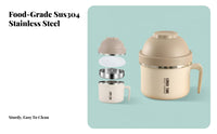 304 Stainless Steel Pasta Bowl, Double-Tier Lunch Box, Large Capacity, Food Separator, Leak-Resistant, School