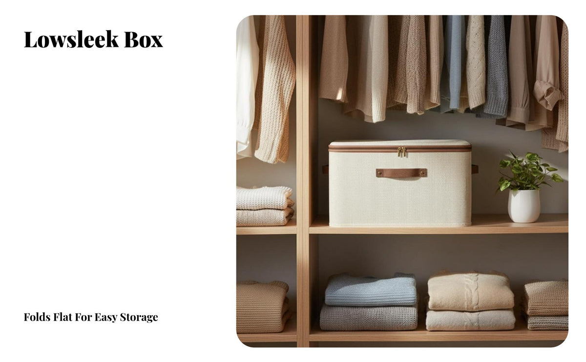 Cotton Linen Storage Box, Large Capacity Foldable Organizer, fastener Closure, Bedroom Drawer Clothes Container