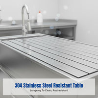 304 Stainless Steel Pet Grooming Table, Veterinary Workbench for Dental Cleaning, Dissection, Multi-Use Dog Station