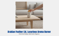 Arabian Style Ceramic Incense Burner, Gold Tower Lid, Flamebird Feather, Living Room Desktop Craft