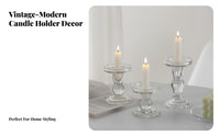 French Vintage Glass Candle Holder, Roman Pillar Design, Romantic Table Decor