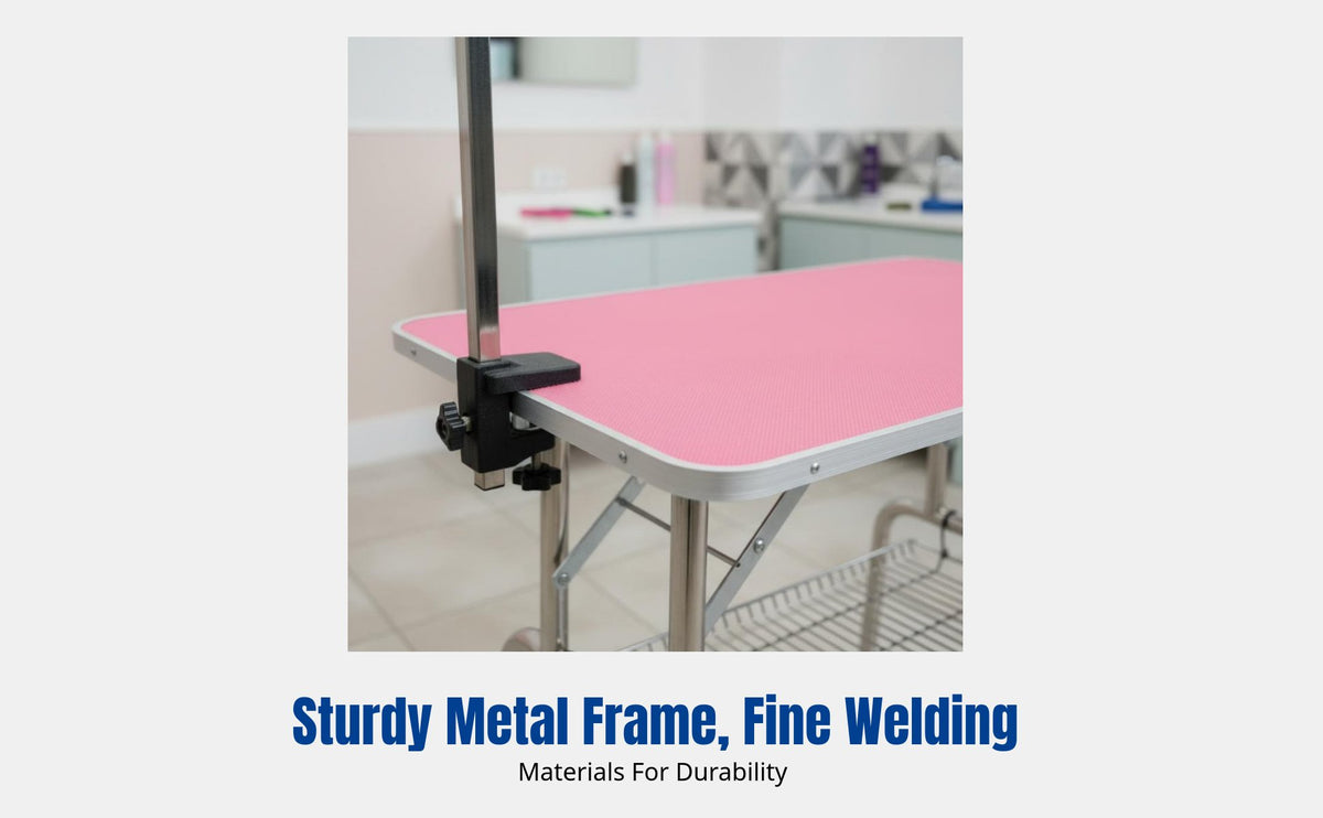 Foldable Pet Grooming Table, Portable, Stainless Steel, Dog Cat Bathing, Trimming