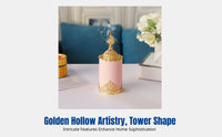 Ceramic Incense Burner, European Gold Tower Design, Luxury Desktop Decor, Middle Eastern Handheld, Multiple Colors