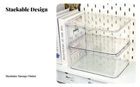 Transparent Hinged Lid Desktop Storage Box, Dustproof Organizer, Stackable, Polystyrene, for Home and Office